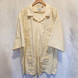 Original Guayabera By‎ Dimension Men's 5XL Ivory Cuban Short Sleeve Embroidered